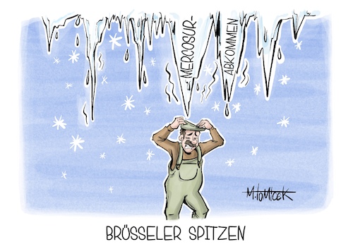 Cartoon: Brüsseler Spitzen (medium) by Mirco Tomicek tagged eu,europa,brüssel,staaten,mercosur,abkommen,freihandel,freihandelsabkommen,landwirte,landwirtschaft,agrar,bauern,proteste,protest,demos,kälte,eis,schnee,sturmtief,elli,karikatur,cartoon,pressekarikatur,mirco,tomicek,eu,europa,brüssel,staaten,mercosur,abkommen,freihandel,freihandelsabkommen,landwirte,landwirtschaft,agrar,bauern,proteste,protest,demos,kälte,eis,schnee,sturmtief,elli,karikatur,cartoon,pressekarikatur,mirco,tomicek