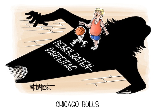 Cartoon: Chicago Bulls (medium) by Mirco Tomicek tagged demokraten,parteitag,chicago,bulls,kandidatin,präsidentschaftswahl,wahlen,wahl,kamala,harris,donald,trump,usa,amerika,präsidentschaft,kandidaten,basketball,karikatur,pressekarikatur,cartoon,mirco,tomicek,demokraten,parteitag,chicago,bulls,kandidatin,präsidentschaftswahl,wahlen,wahl,kamala,harris,donald,trump,usa,amerika,präsidentschaft,kandidaten,basketball,karikatur,pressekarikatur,cartoon,mirco,tomicek