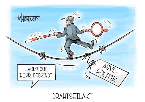 Cartoon: Drahtseilakt (medium) by Mirco Tomicek tagged alexander,dobrindt,innenminister,innere,sicherheit,grenzschutz,grenzen,grenze,grenzkontrolle,asyl,asylpolitik,bundestag,migration,innenpolitik,drahtseilakt,karikatur,pressekarikatur,cartoon,mirco,tomicek,alexander,dobrindt,innenminister,innere,sicherheit,grenzschutz,grenzen,grenze,grenzkontrolle,asyl,asylpolitik,bundestag,migration,innenpolitik,drahtseilakt,karikatur,pressekarikatur,cartoon,mirco,tomicek