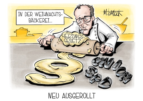 Cartoon: Neu Ausgerollt (medium) by Mirco Tomicek tagged friedrich,merz,koalition,koalitionsausschuss,ausschuss,regierung,heizung,heizungsgesetz,gesetz,heizen,reformiert,gebäude,modernisierung,gebäudemodernisierungsgesetz,weihnachtsbäckerei,weihnachten,karikatur,cartoon,pressekarikatur,mirco,tomicek,friedrich,merz,koalition,koalitionsausschuss,ausschuss,regierung,heizung,heizungsgesetz,gesetz,heizen,reformiert,gebäude,modernisierung,gebäudemodernisierungsgesetz,weihnachtsbäckerei,weihnachten,karikatur,cartoon,pressekarikatur,mirco,tomicek