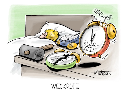 Cartoon: Weckrufe (medium) by Mirco Tomicek tagged klimaziele,klima,klimawandel,klimaziel,eu,europa,klimagipfel,weckruf,karikatur,cartoon,pressekarikatur,mirco,tomicek,klimaziele,klima,klimawandel,klimaziel,eu,europa,klimagipfel,weckruf,karikatur,cartoon,pressekarikatur,mirco,tomicek