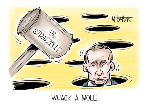 Cartoon: Whack a mole (medium) by Mirco Tomicek tagged ukraine,krieg,russland,wladimir,putin,donald,trump,us,strafzölle,strafzöllen,zölle,straf,verbündete,amerika,usa,handel,waffenlieferung,waffen,abwehrraketen,raketen,patriot,system,nato,whack,mole,karikatur,pressekarikatur,cartoon,mirco,tomicek,ukraine,krieg,russland,wladimir,putin,donald,trump,us,strafzölle,strafzöllen,zölle,straf,verbündete,amerika,usa,handel,waffenlieferung,waffen,abwehrraketen,raketen,patriot,system,nato,whack,mole,karikatur,pressekarikatur,cartoon,mirco,tomicek
