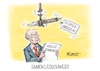 Cartoon: Damoklesschwert (small) by Mirco Tomicek tagged olaf,scholz,solingen,attacke,anschlag,messer,angriff,abschiebung,asyl,waffenrecht,damoklesschwert,cartoon,karikatur,pressekarikatur,mirco,tomicek