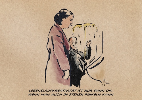 Cartoon: A mans world (medium) by Guido Kuehn tagged baebock,laschet,lebenslauf,baebock,laschet,lebenslauf