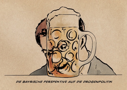 Cartoon: Die bayrische Perspektive (medium) by Guido Kuehn tagged bayern,drogen,politik,alkohol,bayern,drogen,politik,alkohol