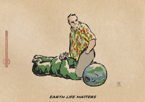 Cartoon: earth life matters (medium) by Guido Kuehn tagged earth,erde,extinction,aussterben,klima,climate,fff,f4f,earth,erde,extinction,aussterben,klima,climate,fff,f4f