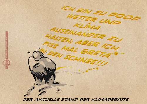 Cartoon: Klimadebatte (medium) by Guido Kuehn tagged klima,greta,winter,schnee,klima,greta,winter,schnee