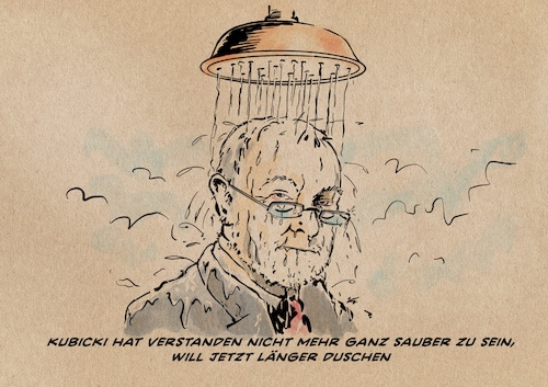 Cartoon: Kubicki will länger duschen (medium) by Guido Kuehn tagged kubicki,kubicki