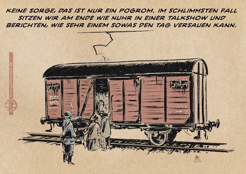 Cartoon: Nuhrs Marketingpogrom (medium) by Guido Kuehn tagged pogrom,nuhr,pogrom,nuhr