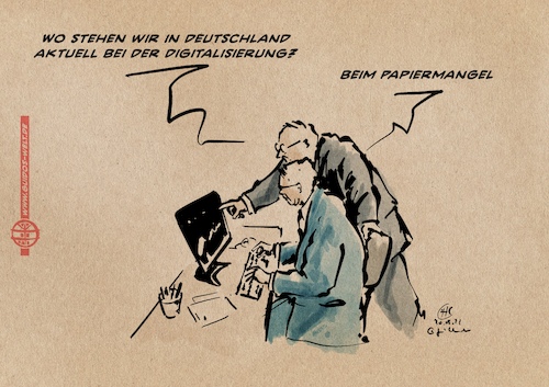 Cartoon: Papiermangel (medium) by Guido Kuehn tagged papiermangel,papiermangel