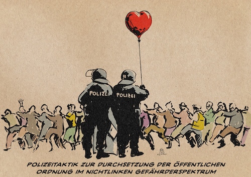 Cartoon: Polizeitaktik (medium) by Guido Kuehn tagged corona,stuttgart,polizei,covid,querdenker,corona,stuttgart,polizei,covid,querdenker