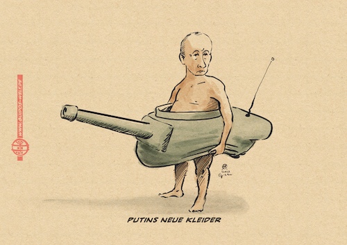 Cartoon: Putins neue Kleider (medium) by Guido Kuehn tagged putin,russland,ukraine,krieg,putin,russland,ukraine,krieg
