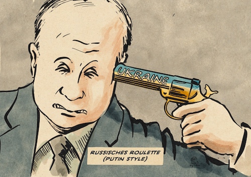 Cartoon: Putins russisches Roulette (medium) by Guido Kuehn tagged putin,krieg,ukraine,russland,putin,krieg,ukraine,russland