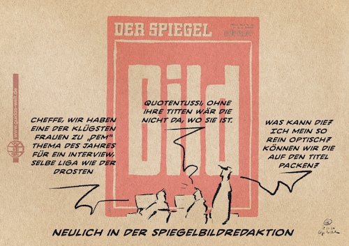 Cartoon: quotenfrau (medium) by Guido Kuehn tagged ciesek,drosten,spiegel,bild,quotenfrau,ciesek,drosten,spiegel,bild,quotenfrau