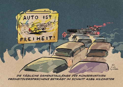 Cartoon: Samenstau konservativer Freiheit (medium) by Guido Kuehn tagged mobilität,mobilitätswende,mobilität,mobilitätswende