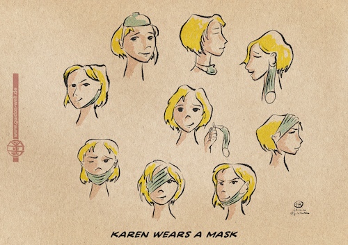 The eternal Karen wears a mask