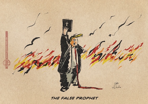 Cartoon: The false prophet (medium) by Guido Kuehn tagged trump,usa,riots,black,lives,matter,uprising,trump,usa,riots,black,lives,matter,uprising