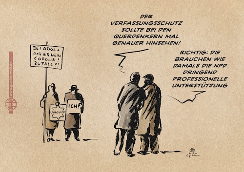 Cartoon: Verfassungschutz soll querdenken (medium) by Guido Kuehn tagged verfassungsschutz,querdenker,verfassungsschutz,querdenker