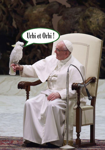 Cartoon: Holy Parrot (medium) by poleev tagged francis,franziskus,pope,papst,pontifex,parrot,vatican,catholicism,church
