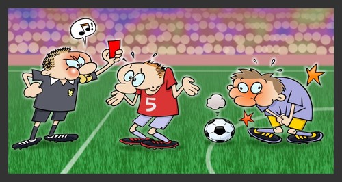 Cartoon: Football World Cup (medium) by gnurf tagged football,soccer,penalty,redcard,worldcup,fifa,referee,players,field,audience,stadion,green,grass
