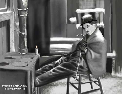 Cartoon: Charlie Chaplin (medium) by carparelli tagged digital,painting