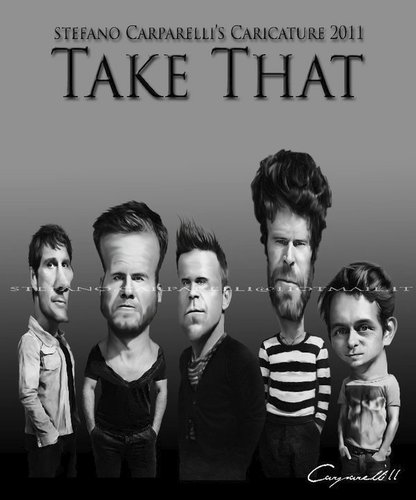 Cartoon: Take that - robbie williams (medium) by carparelli tagged caricature