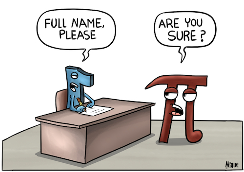 Cartoon: Full name Pi (medium) by miguelmorales tagged math2022,pi,number,full,name,infinite,math2022,pi,number,full,name,infinite