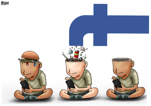 Cartoon: Influencies (medium) by miguelmorales tagged facebook,social,media,junk,information,children,addiction,digital,fake,news,facebook,social,media,junk,information,children,addiction,digital,fake,news