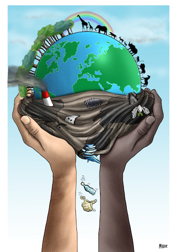 Cartoon: Save the planet (medium) by miguelmorales tagged planet,earth,climate,change,save,gaia,together,planet,earth,climate,change,save,gaia,together