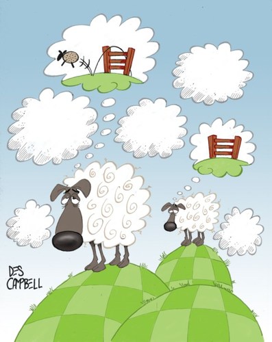 Cartoon: Fluffy cloudy sheepy thoughts! (medium) by campbell tagged wool,clouds,sheep