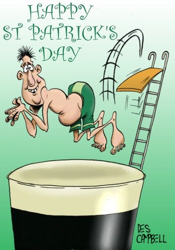 Cartoon: Have a drink on me! (medium) by campbell tagged beer,ireland,saint,patrick,holiday