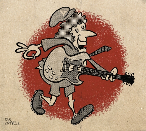 Cartoon: Retro Angus (medium) by campbell tagged angus,acdc,rock,guitar,gibson,sg,retro,vintage,halftone