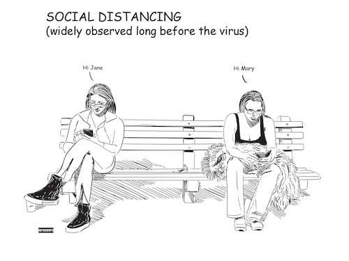 Cartoon: New Old Rules (medium) by nerosunero tagged socialdistance,socialdistancing,coronavirus