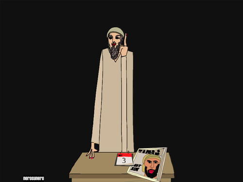 Cartoon: Osama Press Conference (medium) by nerosunero tagged osama,press,conference