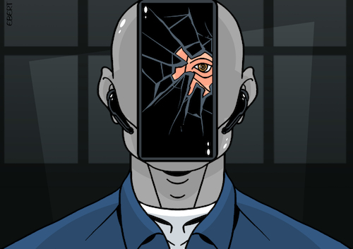 Cartoon: Behind the screen (medium) by Enrico Bertuccioli tagged smartphones,smartphoneaddiction,devices,digitaldevices,mobiledevices,mobilephone,technology,hitech,hitechrevolution,bigtech,data,bigdata,modernslavery,technologicalslavery,privacy,privacypolicy,money,business,technologicaldevelopement,technologicalprogress,political,politicalcartoon,politicalcartoons,editorialcartoon,editorialcartoons,smartphones,smartphoneaddiction,devices,digitaldevices,mobiledevices,mobilephone,technology,hitech,hitechrevolution,bigtech,data,bigdata,modernslavery,technologicalslavery,privacy,privacypolicy,money,business,technologicaldevelopement,technologicalprogress,political,politicalcartoon,politicalcartoons,editorialcartoon,editorialcartoons