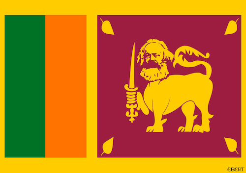 Cartoon: New flag of Sri Lanka (medium) by Enrico Bertuccioli tagged srilanka,elections,presidentialelections,anurakumaradissanayake,karlmarx,marxism,marxist,crisis,political,renewal,politicalrenewal,revolution,power,leader,leadership,democracy,flag,politicalcartoon,editorialcartoon,srilanka,elections,presidentialelections,anurakumaradissanayake,karlmarx,marxism,marxist,crisis,political,renewal,politicalrenewal,revolution,power,leader,leadership,democracy,flag,politicalcartoon,editorialcartoon