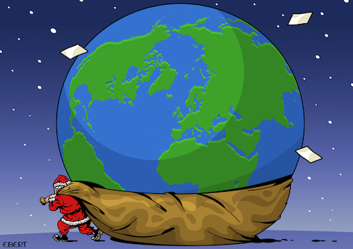 Cartoon: The Christmas gift (medium) by Enrico Bertuccioli tagged christmas,santa,claus,gift,world,global,hope,people,society,environment,pollutiion,pandemic,covid19,coronavirus,virus,lockdown,helath,disease,mental,disorder,illness,science,medicine,reaearch,policy,behaviour,welfare,work,hob,poverty,richness,government,order,safety,anxiety,freedom,democracy,tolerance,collaboration,cooperation,awareness,consciuousness,developement,progresshealt