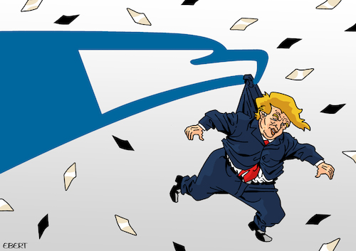 Cartoon: Trump vs. mail-in ballot (medium) by Enrico Bertuccioli tagged trump,biden,election,2020,presidential,potus,government,fraud,ballot,political,democracy,legal,illegal,gop,democrat,vote,voters,authoritarianism