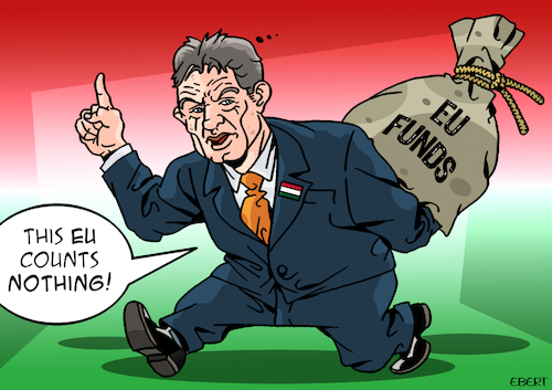Viktor Orban vs the EU (medium) Cartoon: Viktor Orban vs the EU (medium) by Enrico Bertuccioli tagged orban,victor,hungary,europe,eu,europeanunion,sovereignism,authoritarianism,money,economy,eufunds,partnership,cooperation,bilateralcooperation,power,farright,farrightparties,fidesz,political,politicalcartoon,politicalcartoons,editorialcartoon,editorialcartoons,orban,victor,hungary,europe,eu,europeanunion,sovereignism,authoritarianism,money,economy,eufunds,partnership,cooperation,bilateralcooperation,power,farright,farrightparties,fidesz,political,politicalcartoon,politicalcartoons,editorialcartoon,editorialcartoons