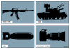 Cartoon: Dangerous weapons (small) by Enrico Bertuccioli tagged journalist,journalism,weapons,press,freepress,freedom,military,threat,political,crisis,war,warzone,humanrights