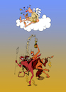 Cartoon: Himmel oder Hölle? (small) by Tim Posern tagged engel,teufel,himmel,hölle,angel,devil,heaven,hell,feier,sekt,champagner