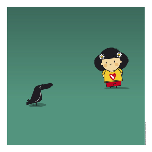 Cartoon: Vincenzina and the crow (medium) by Giuseppe Scapigliati tagged love,crow,vincenzina,dream