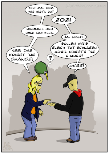 Cartoon: 2021 niedlich (medium) by Olaf Biester tagged 2021,chance,gestaltung,optimismus,wachstum