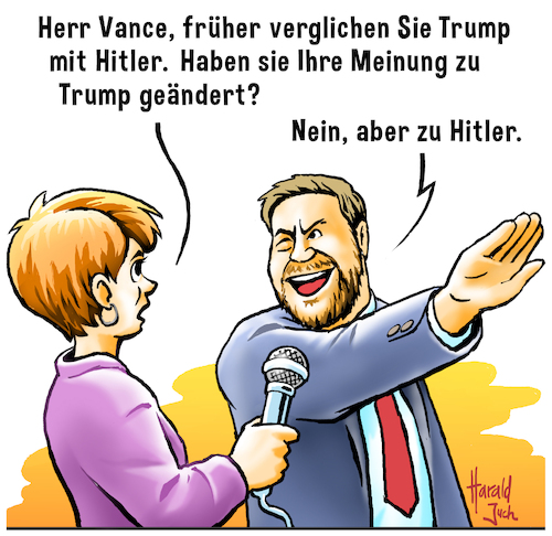 Cartoon: Heil Trump (medium) by Harald Juch tagged donald,trump,vance,vizepräsident,usa,wahlkampf,hitlervergleich