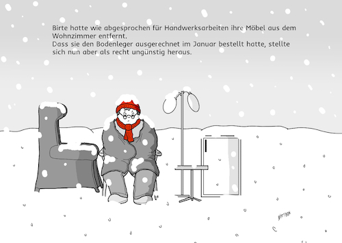 Cartoon: Handwerker sind da (medium) by Birtoon tagged winter,bodenleger