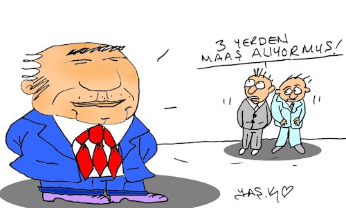 Cartoon: 3 salaries (medium) by yasar kemal turan tagged salaries