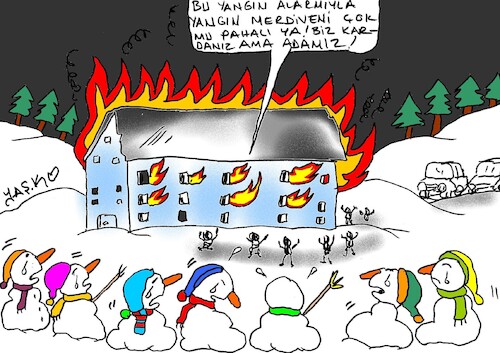 Cartoon: 79 people dead in careless luxur (medium) by yasar kemal turan tagged 79,people,dead,in,careless,luxury,hotel