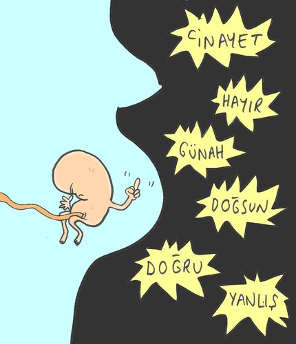Cartoon: abortion debate (medium) by yasar kemal turan tagged debate,abortion