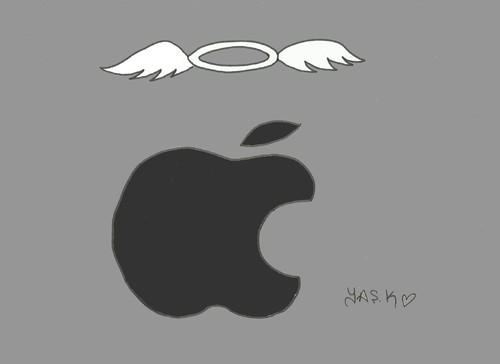 Cartoon: angel (medium) by yasar kemal turan tagged steve,jobs,angel,apple,dead,love