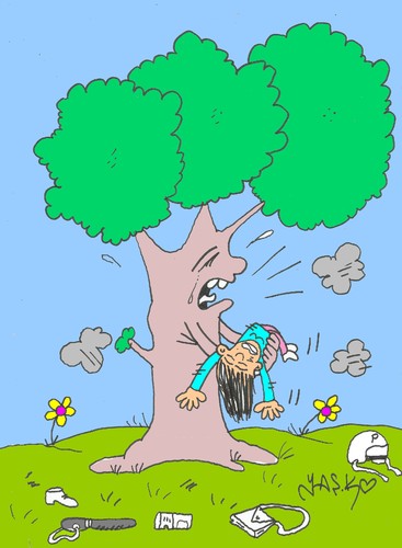 Cartoon: awareness of the tree (medium) by yasar kemal turan tagged awareness,of,the,tree